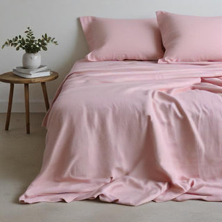 Blush Pink Linen Flat Sheet Recycled