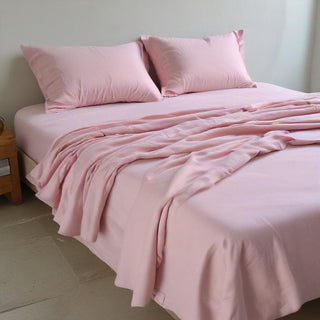Blush Pink Linen Flat Sheet Recycled