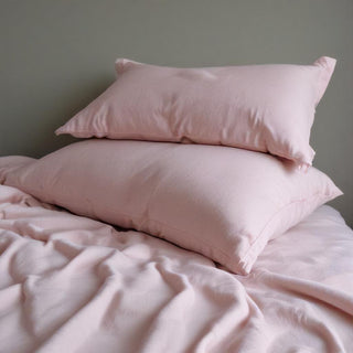 Blush Pink Linen Pillow Case Pair Recycled