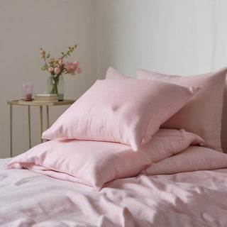 Blush Pink Linen Pillow Case Pair Recycled