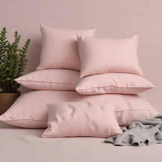 Blush Pink Linen Pillow Case Pair Recycled