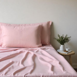 Blush Pink Linen Pillow Case Pair Recycled
