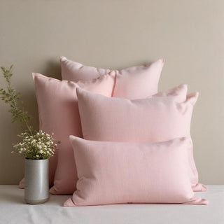 Blush Pink Linen Pillow Case Pair Recycled