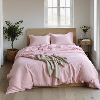 Blush Pink Linen Quilt Cover Recycled