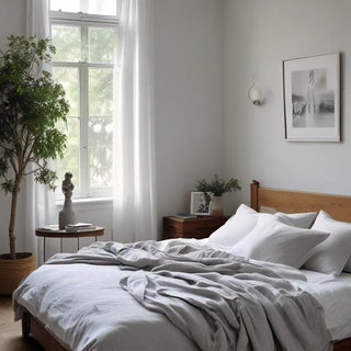 Grey Linen Duvet Cover Recycled 
