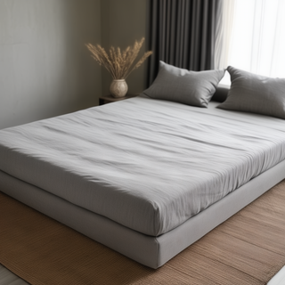 Grey Linen Fitted Sheet Recycled